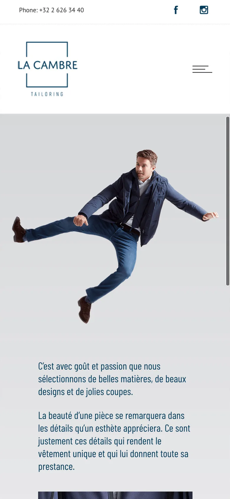La Cambre Tailoring sur mobile