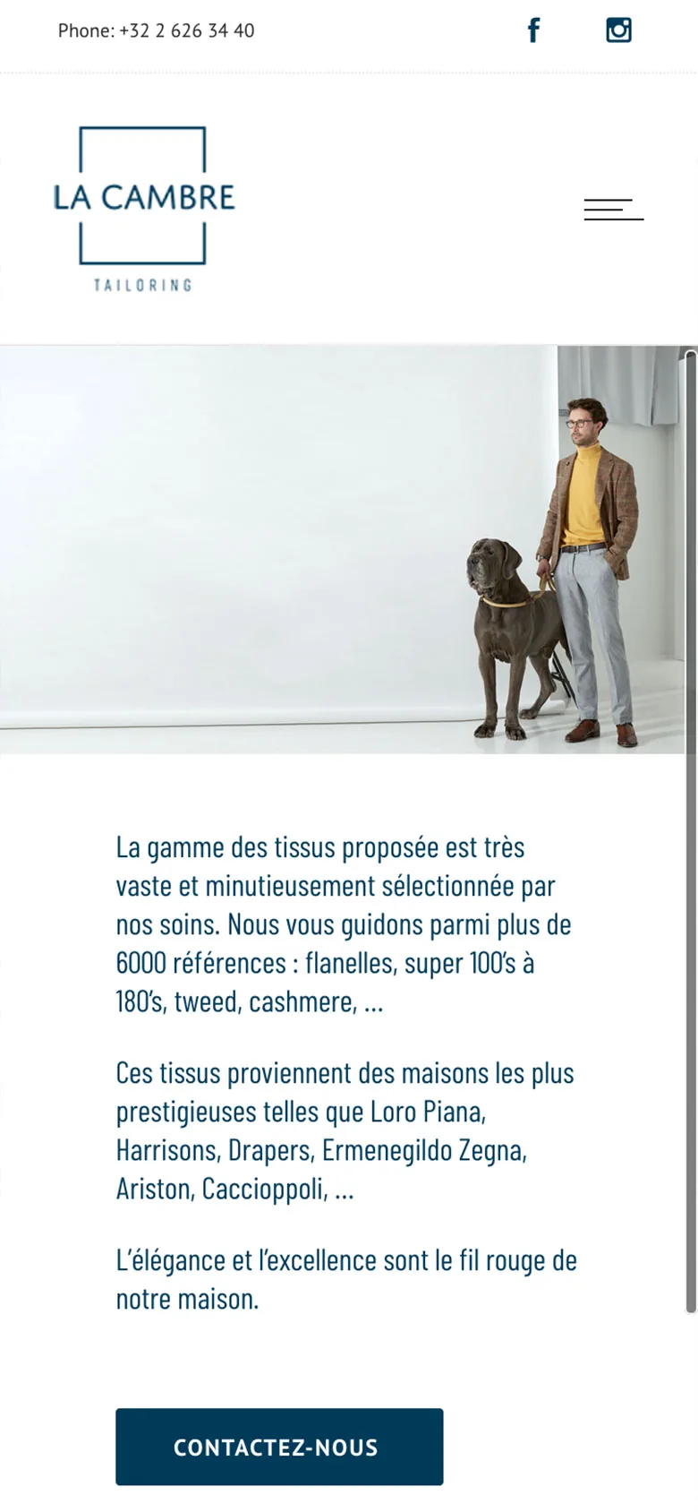 La Cambre Tailoring sur mobile