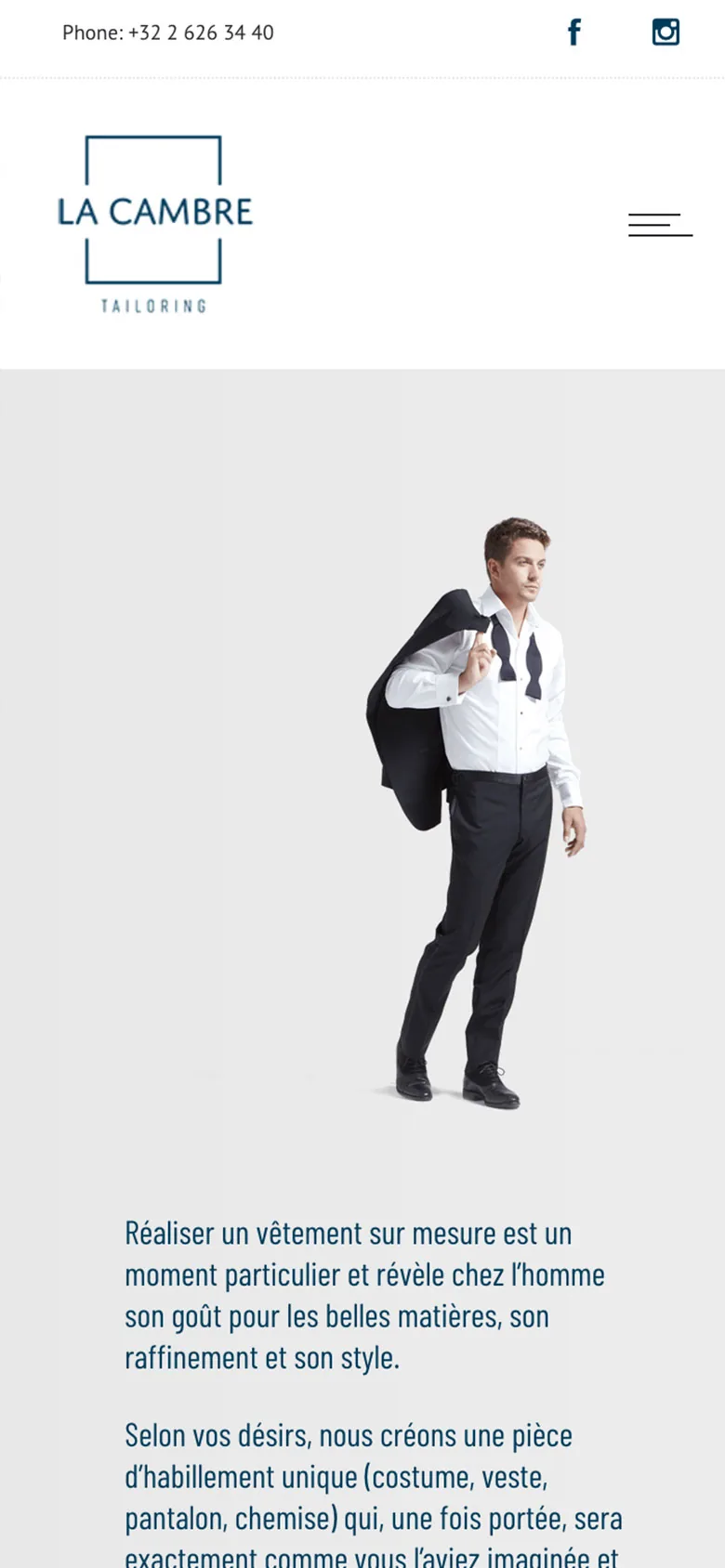 La Cambre Tailoring sur mobile